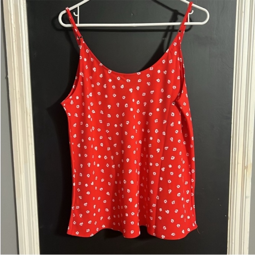 3/$14 Rachel Zoe Floral Spaghetti Strap Top Size: L Perfect for the 4th - Picture 2 of 5